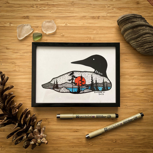 Loon Silhouette (2022) - Pen and Ink PRINT