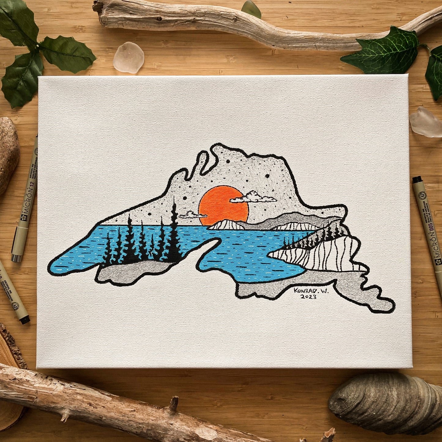 Lake Superior - ORIGINAL 11x14 Canvas Illustration
