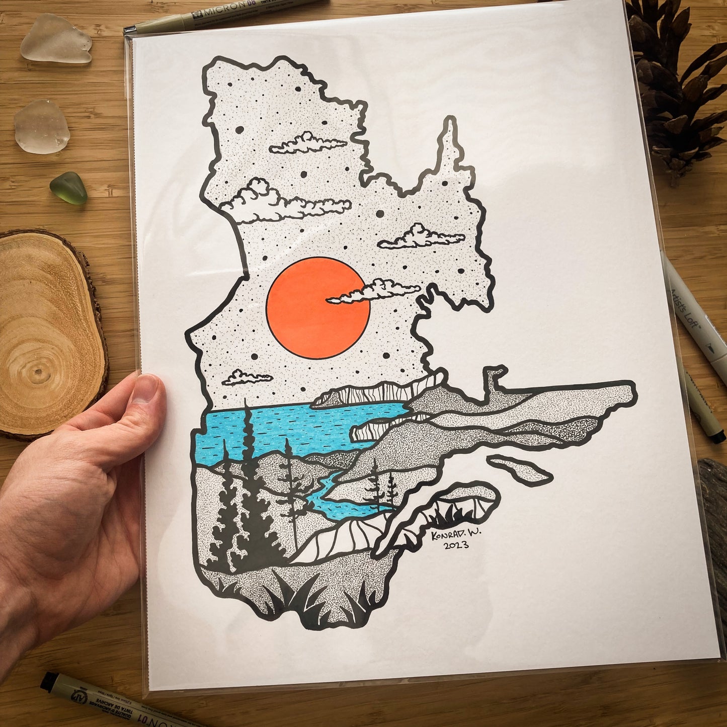The Province of Quebec - 11x14 ORIGINAL Pen and Ink Illustration