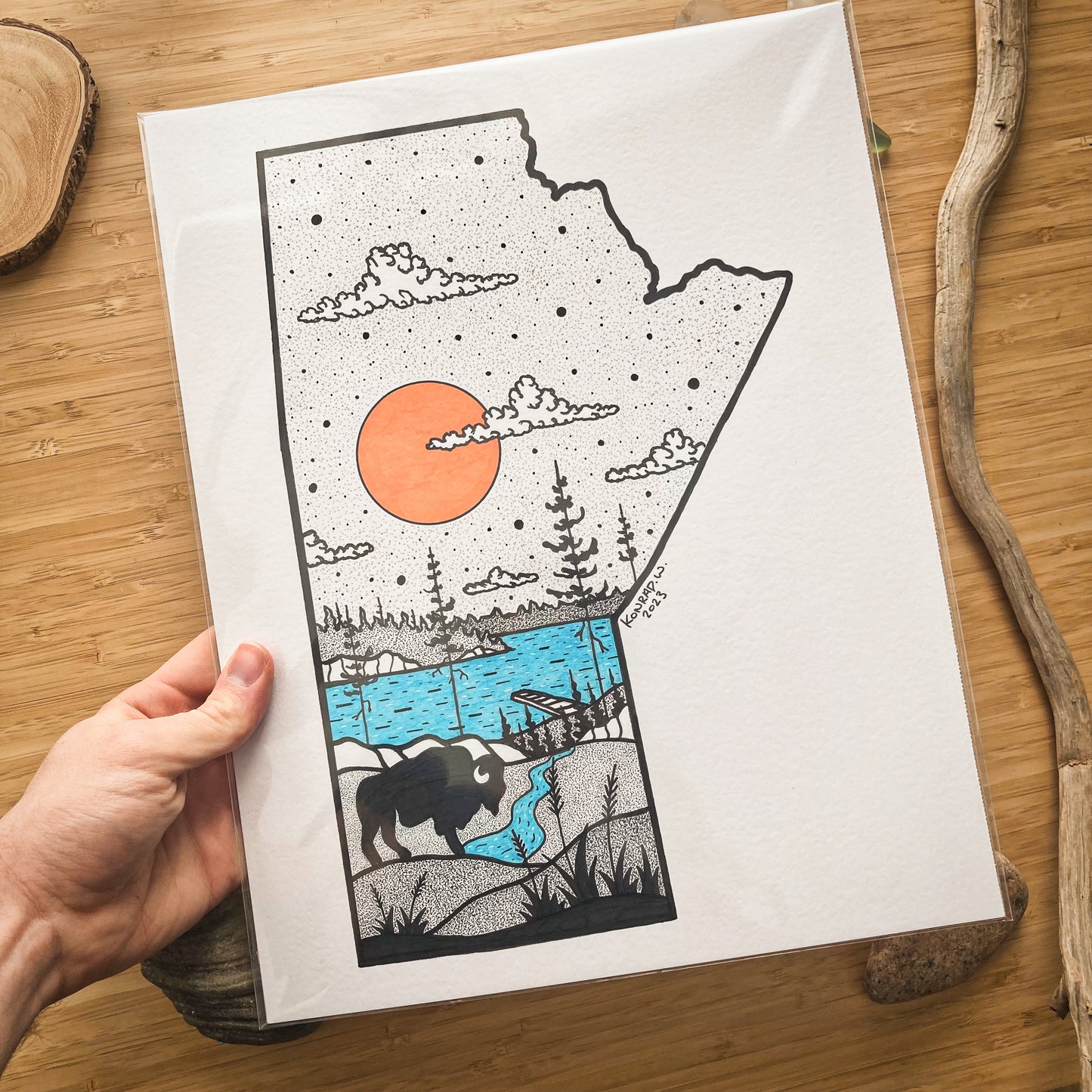 The Province of Manitoba - 11x14 ORIGINAL Pen and Ink Illustration