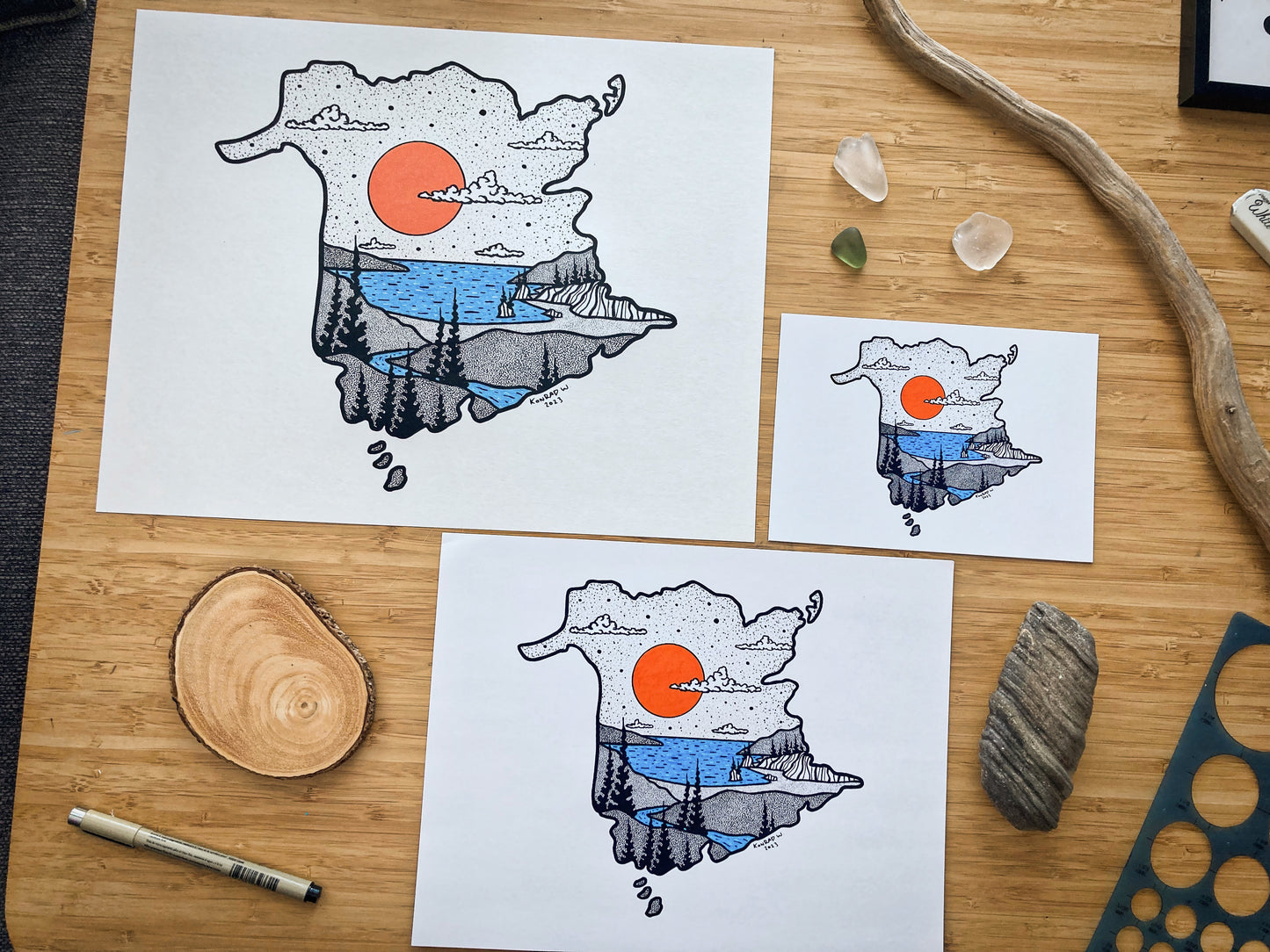 The Province of New Brunswick - Pen and Ink PRINT