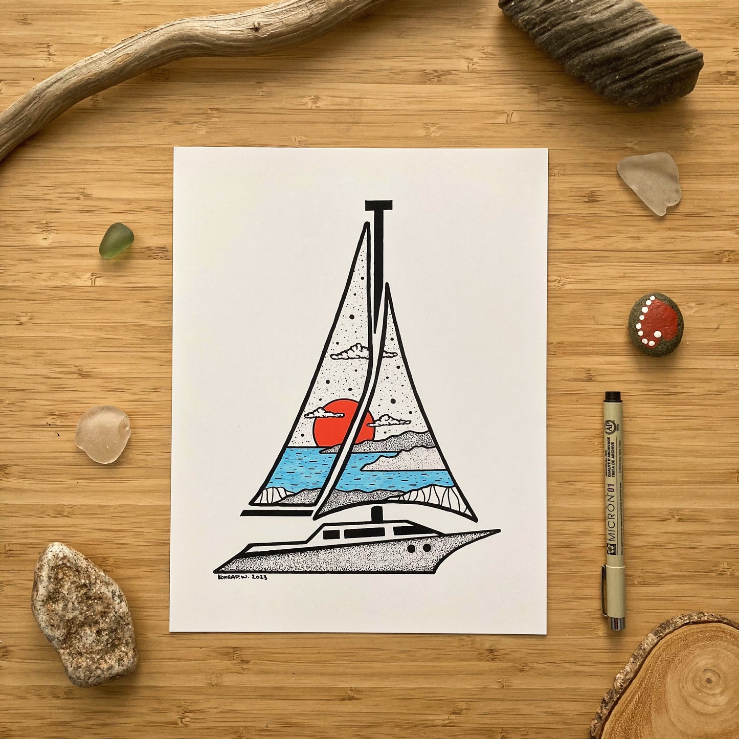 Sailboat - Pen and Ink PRINT