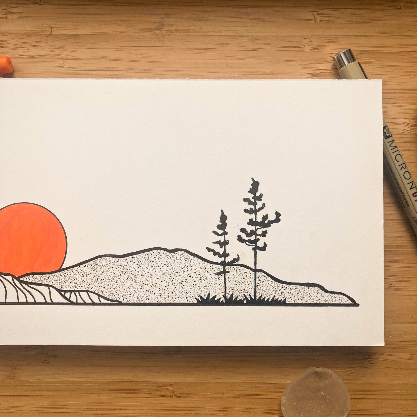 Nature Panorama - ORIGINAL 11x5 Pen and Ink Illustration