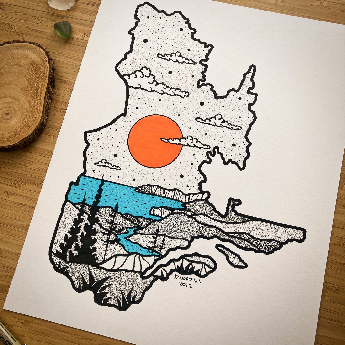 The Province of Quebec - 11x14 ORIGINAL Pen and Ink Illustration