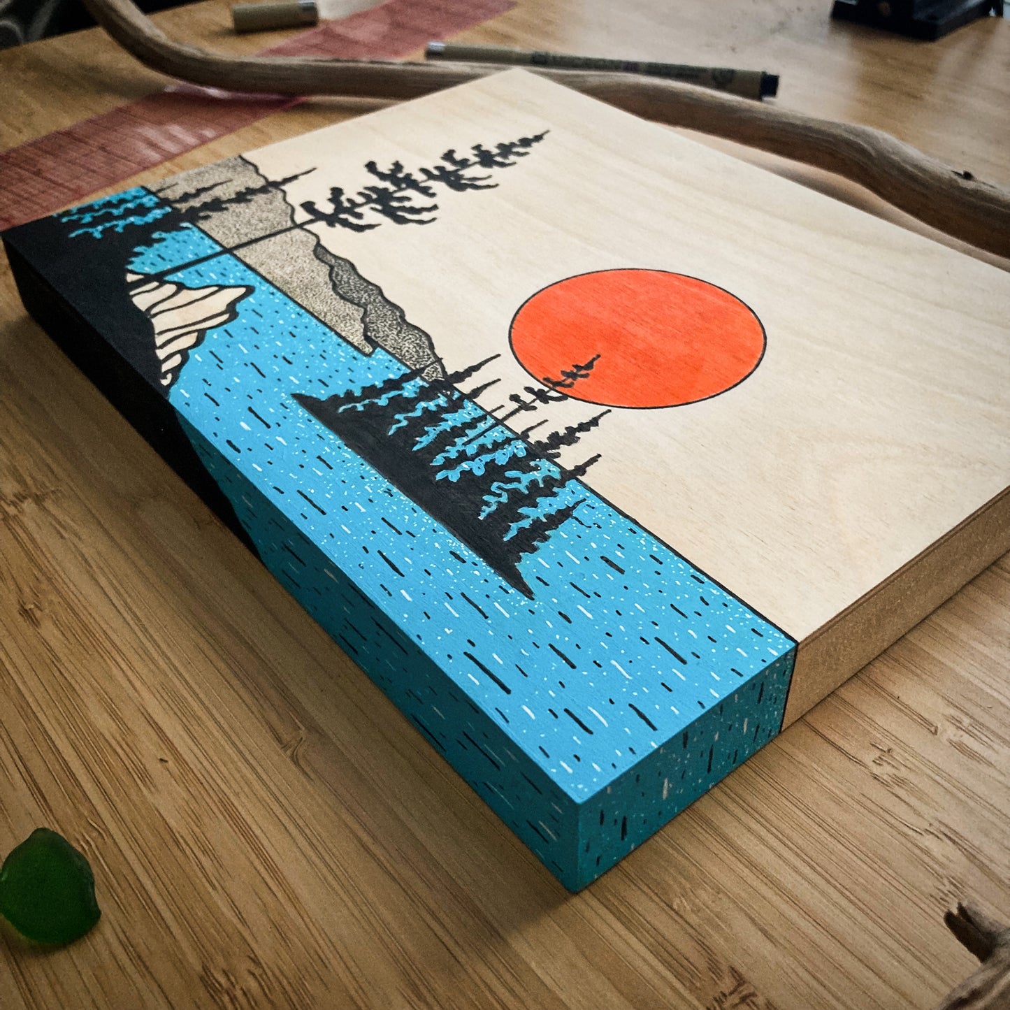 Coastal Dream - ORIGINAL 7x9 Wood Panel Illustration