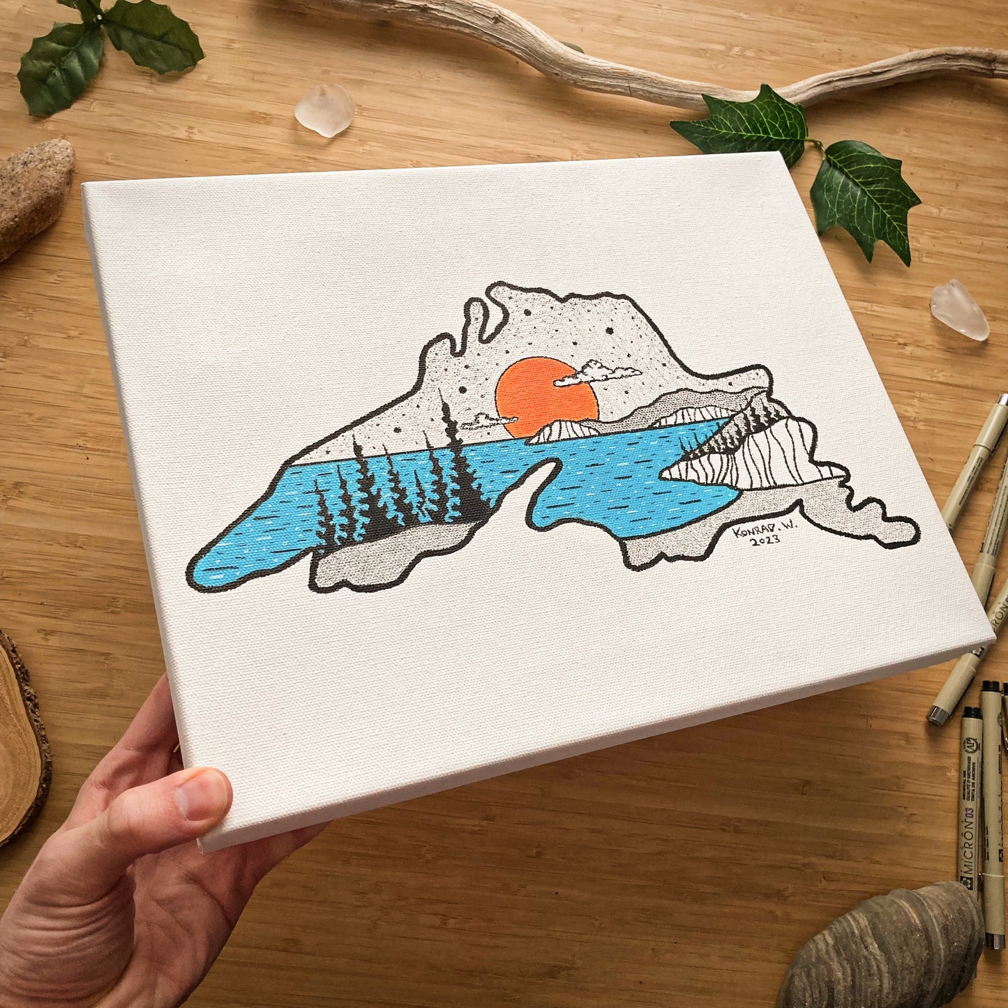 Lake Superior - ORIGINAL 11x14 Canvas Illustration