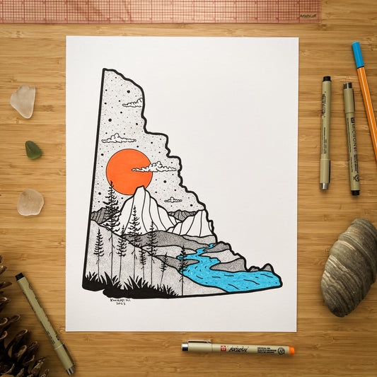 The Yukon Territory - 11x14 ORIGINAL Pen and Ink Illustration