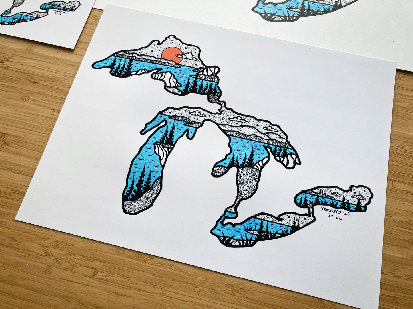 The Great Lakes - Pen and Ink PRINT (2022 edition)