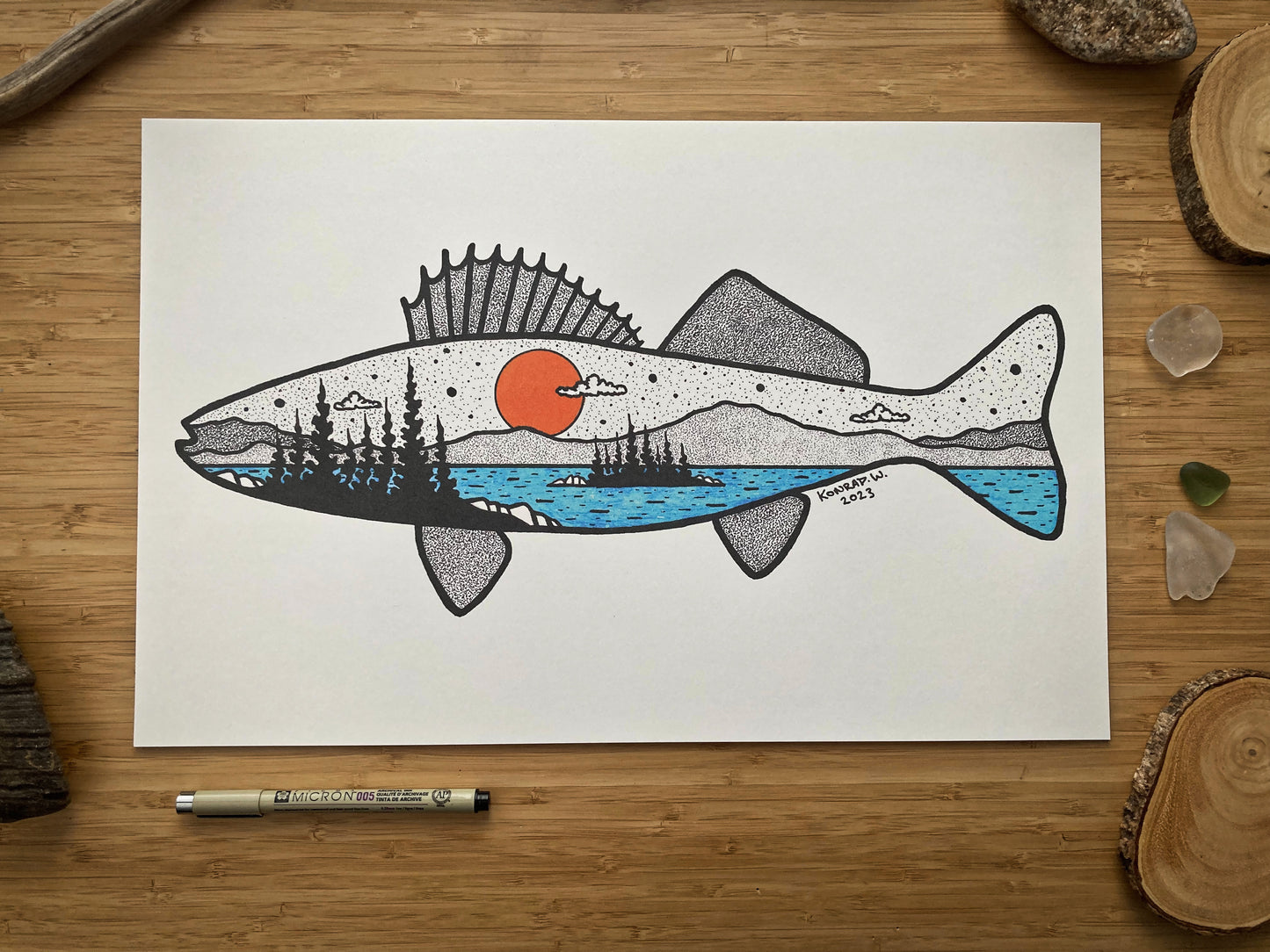 Walleye - Pen and Ink PRINT