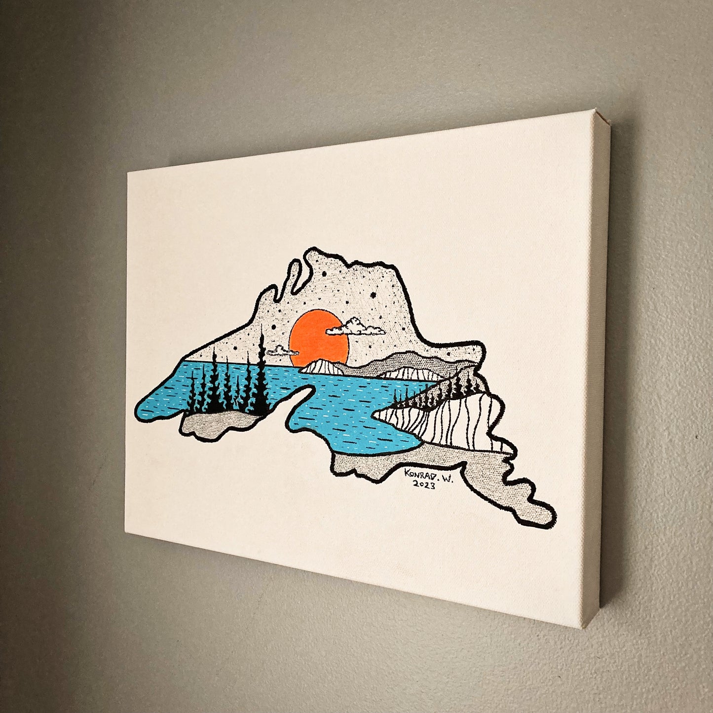 Lake Superior - ORIGINAL 11x14 Canvas Illustration