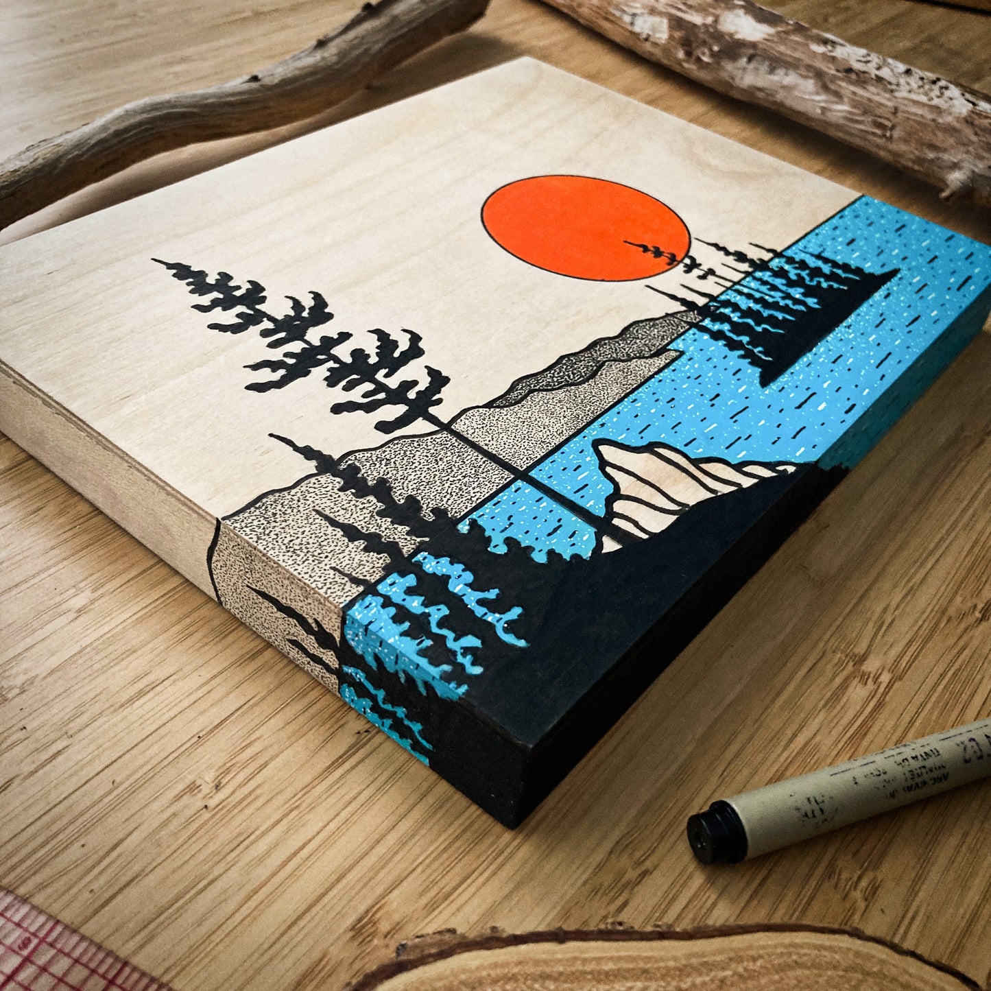 Coastal Dream - ORIGINAL 7x9 Wood Panel Illustration