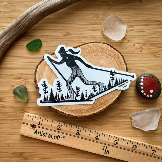 Female Cross Country Skier Sticker