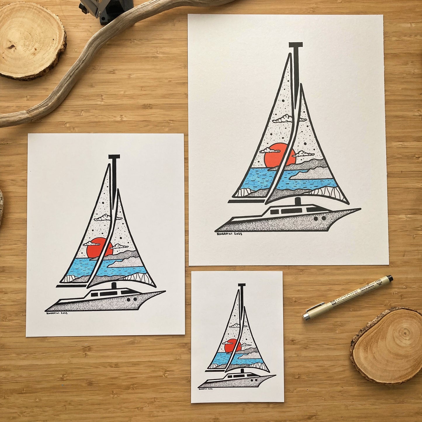 Sailboat - Pen and Ink PRINT