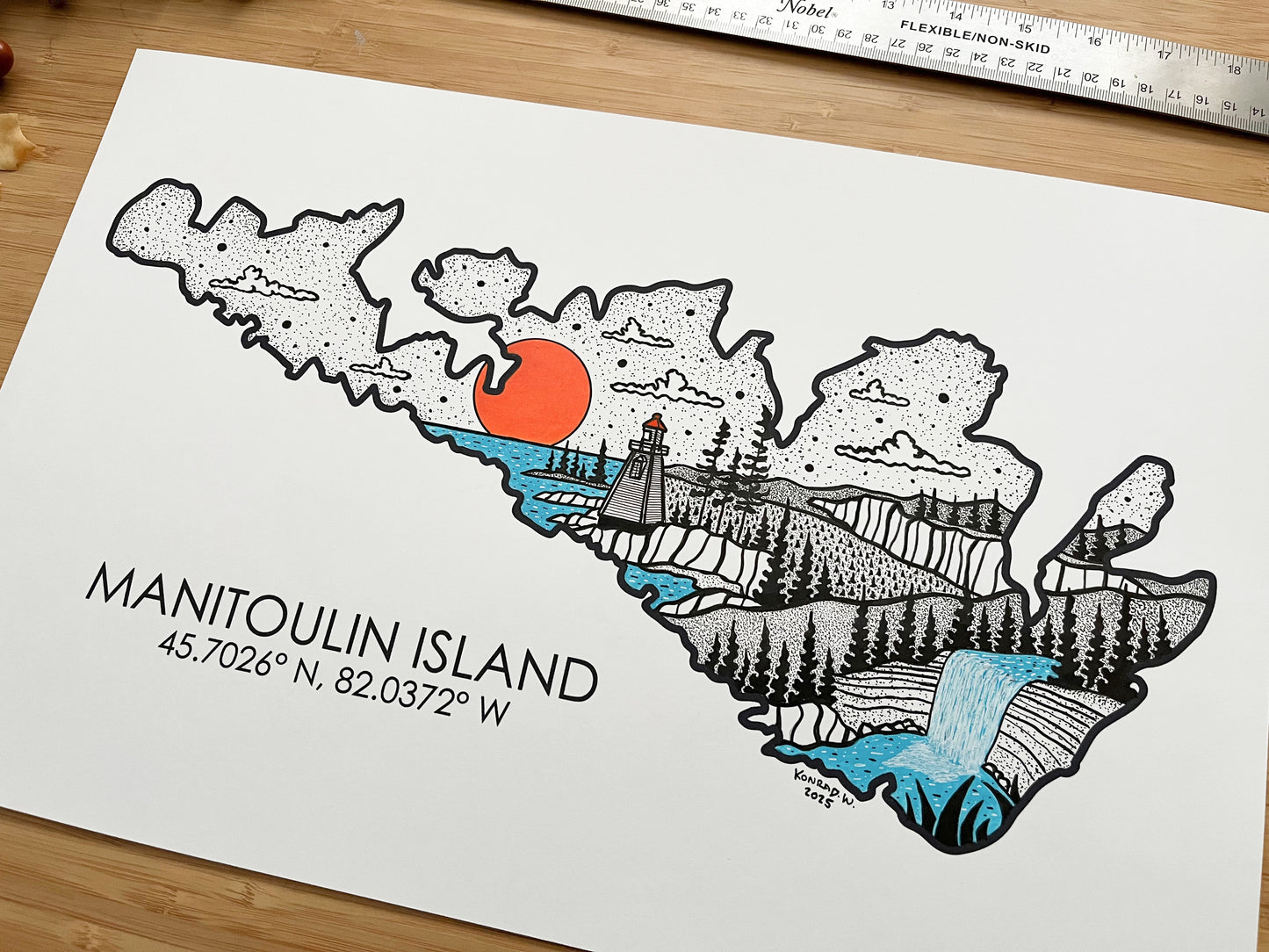 Manitoulin Island - ORIGINAL 11x17 Framed Illustration