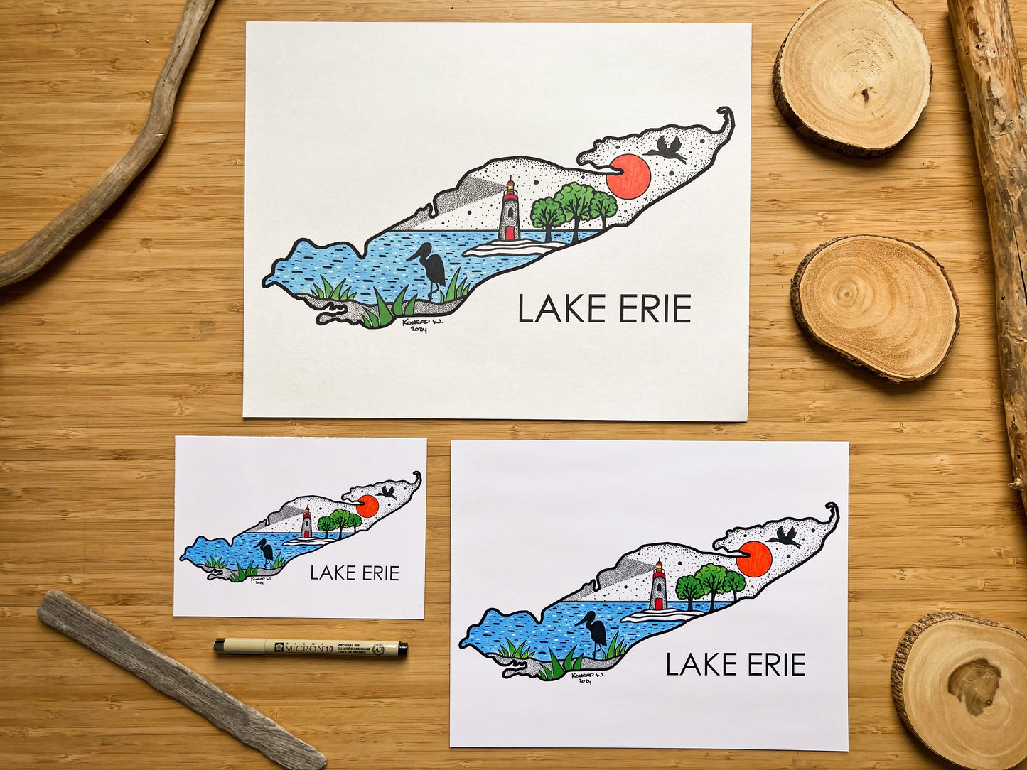 Lake Erie - Pen and Ink PRINT