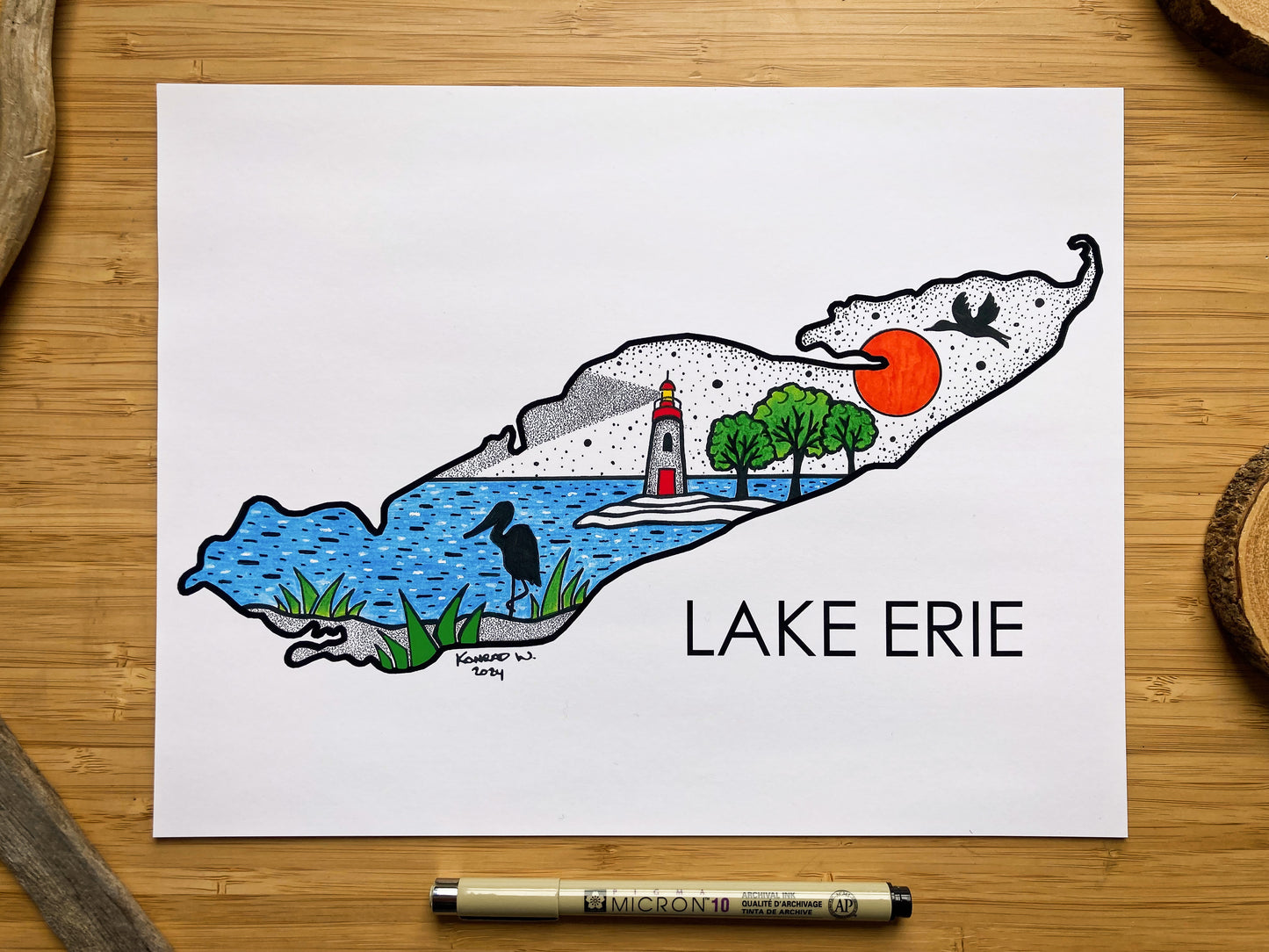 Lake Erie - Pen and Ink PRINT