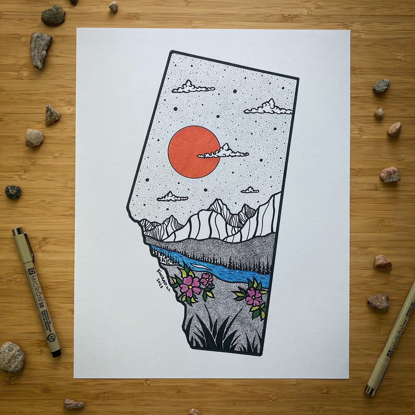 The Province of Alberta - Pen and Ink PRINT