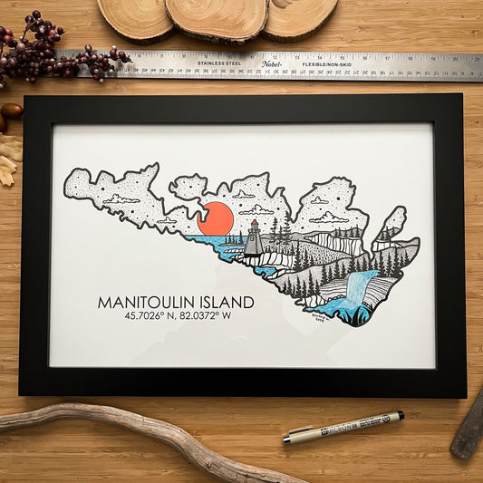 Manitoulin Island - ORIGINAL 11x17 Framed Illustration