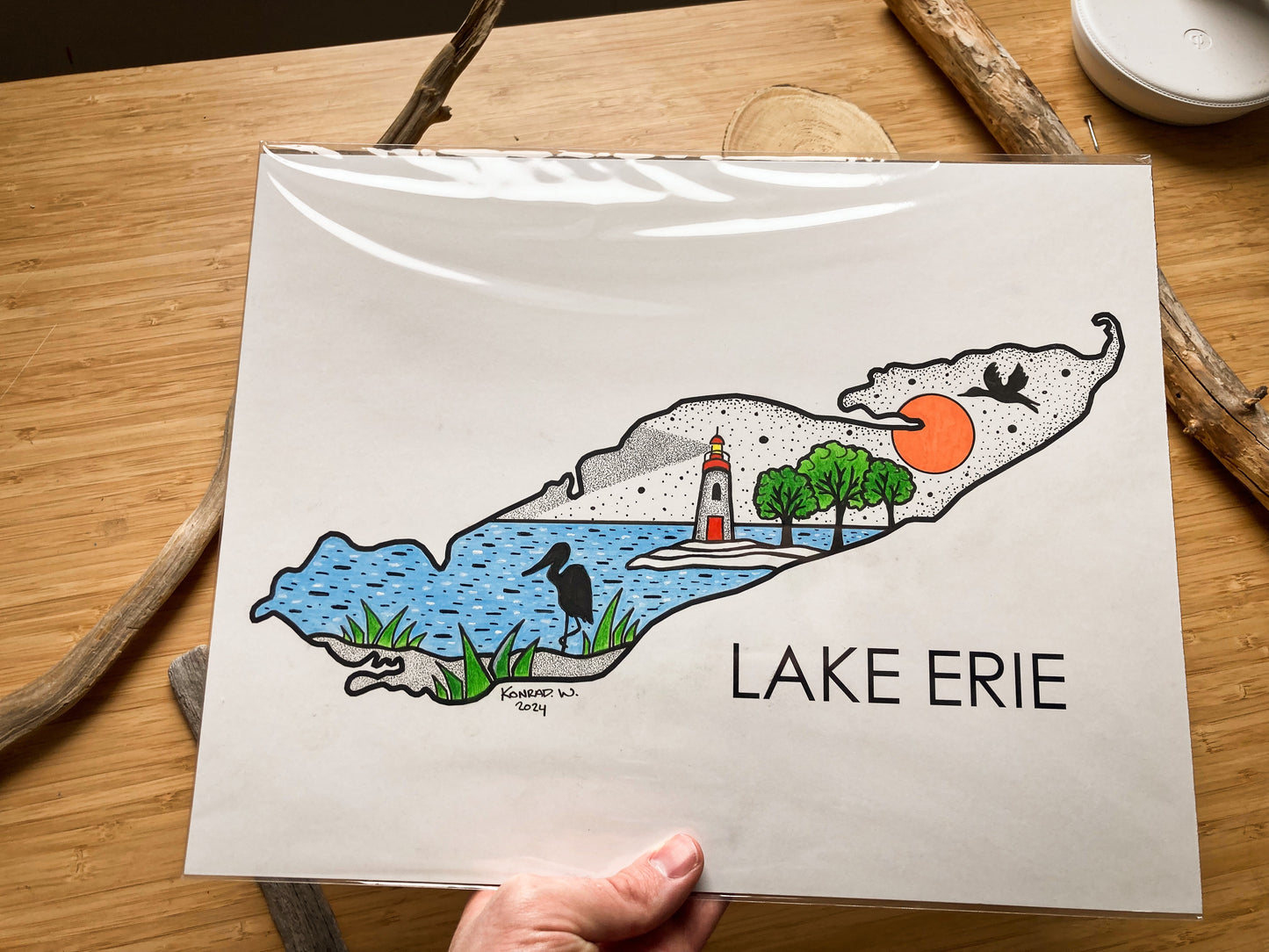 Lake Erie - 11x14 ORIGINAL Pen and Ink Illustration