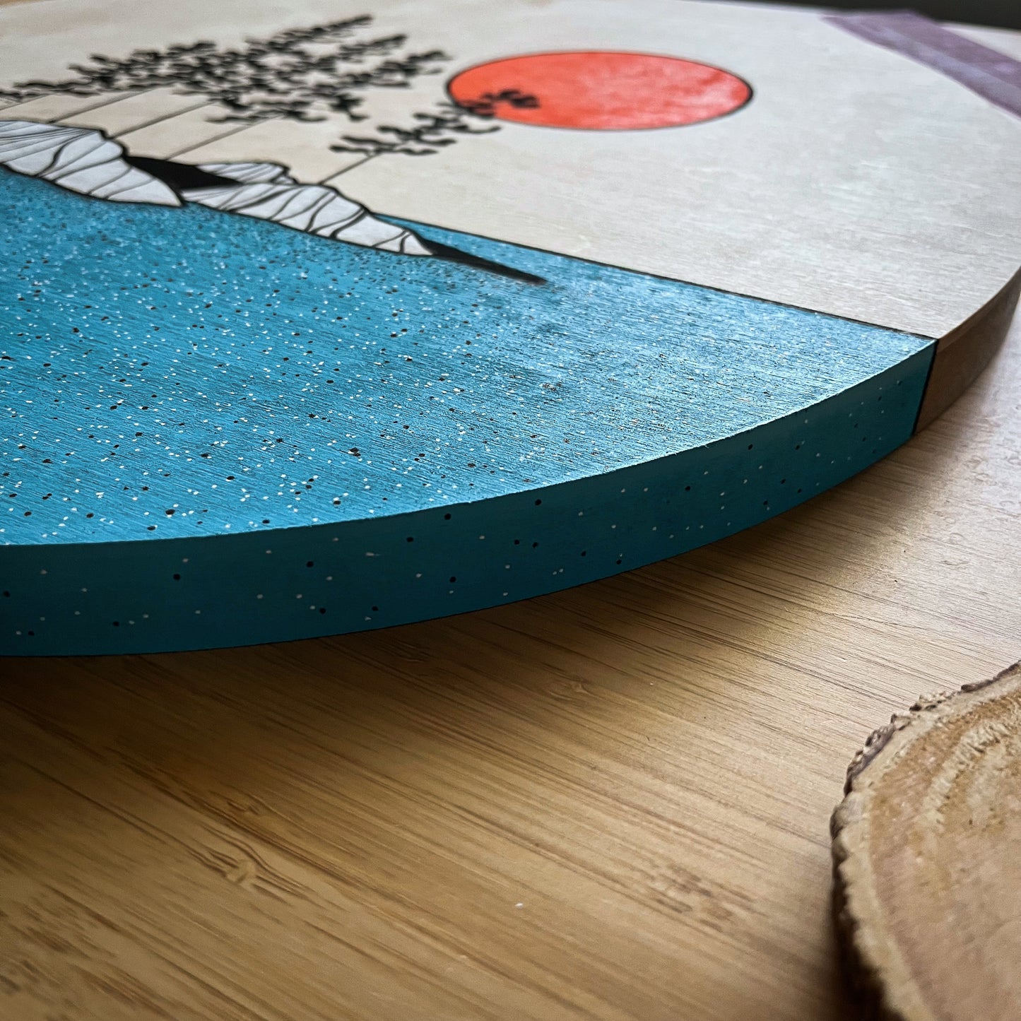 The Loon Around - ORIGINAL 18 inch Round Wood Panel Illustration