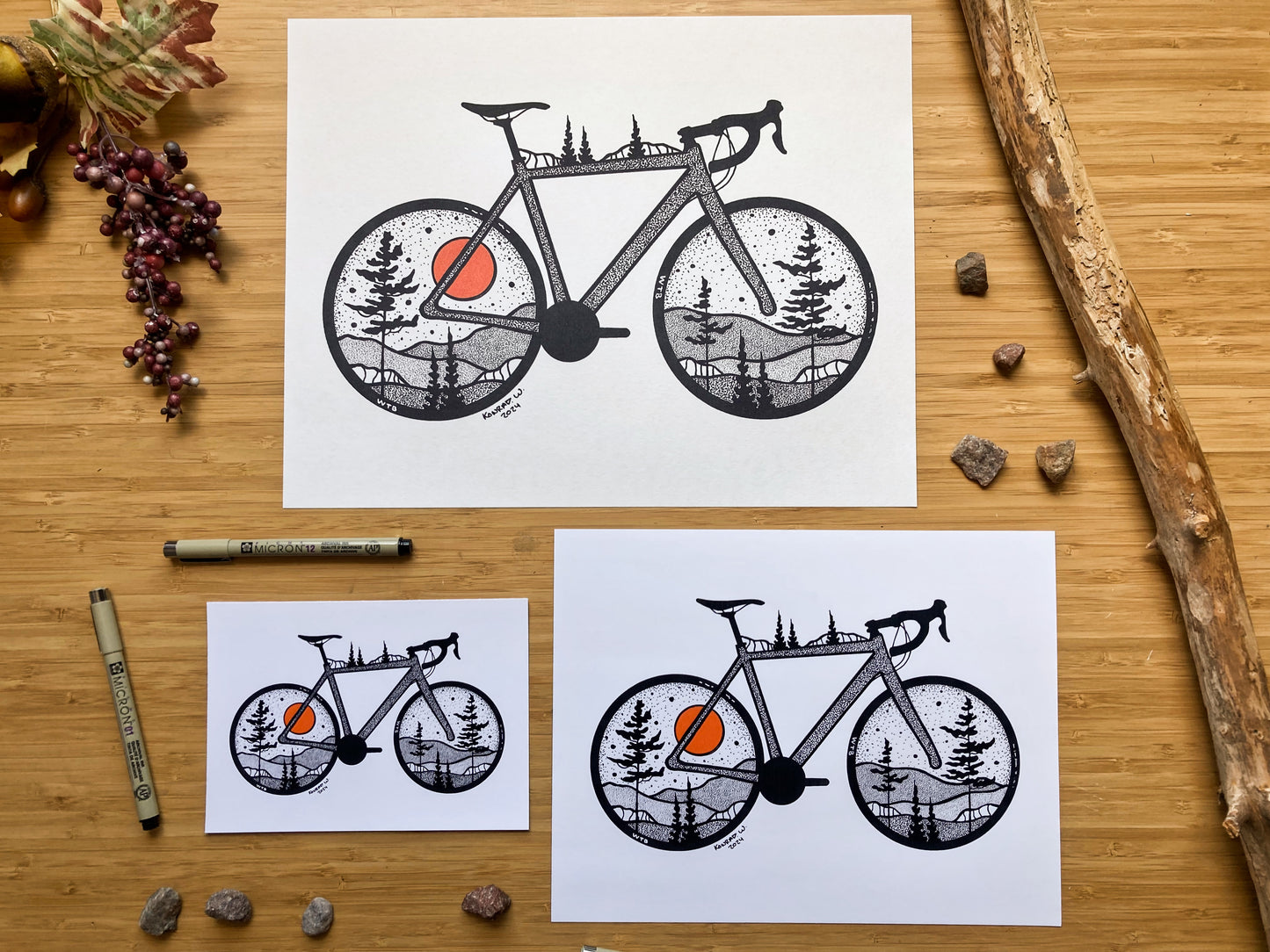 Road Bike - Pen and Ink PRINT (2024 Design)