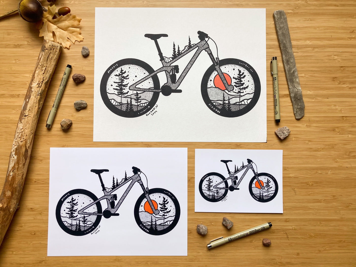 Mountain Bike - Pen and Ink PRINT (2024 Design)