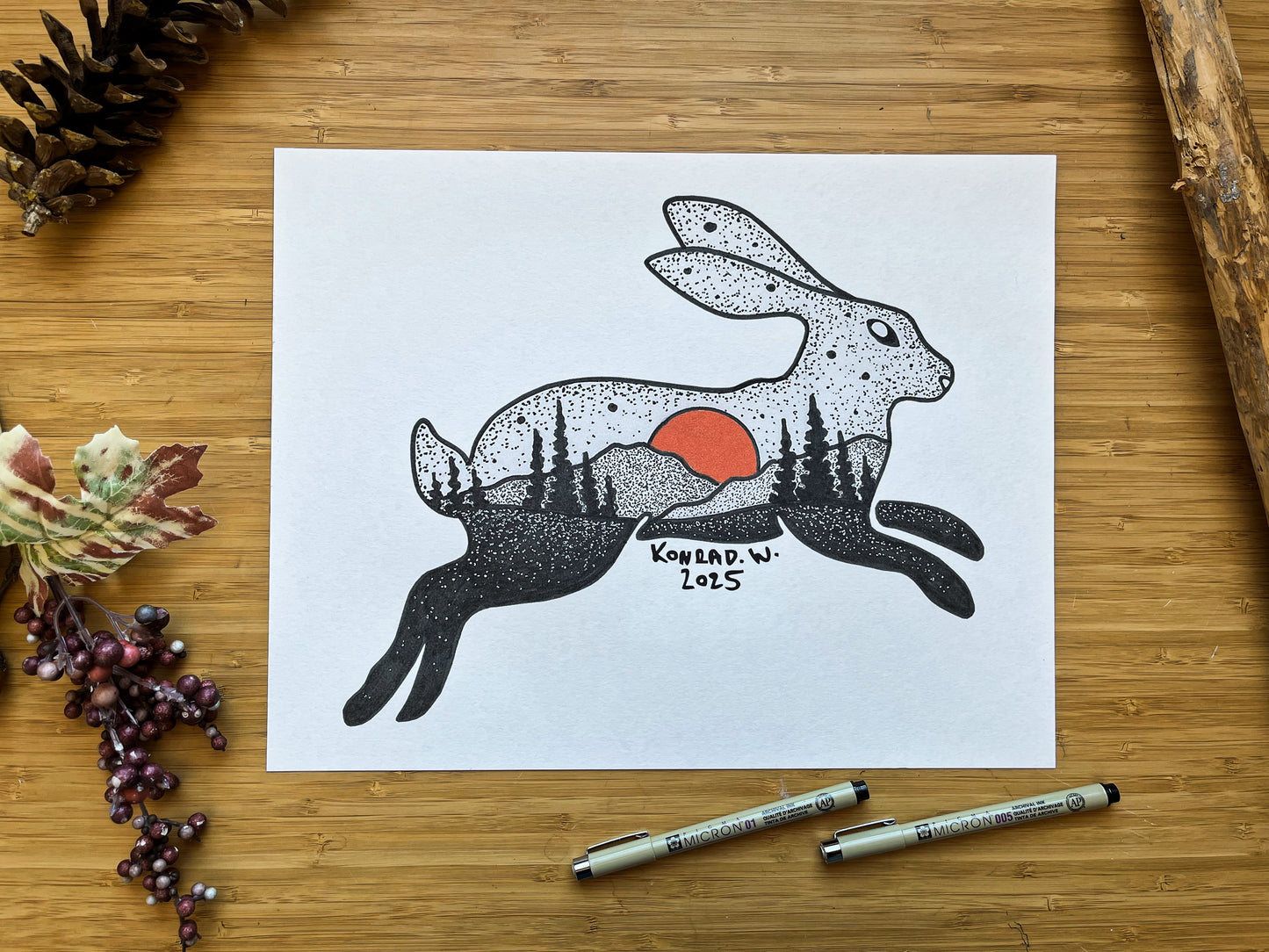 Jumping Hare - Pen and Ink PRINT