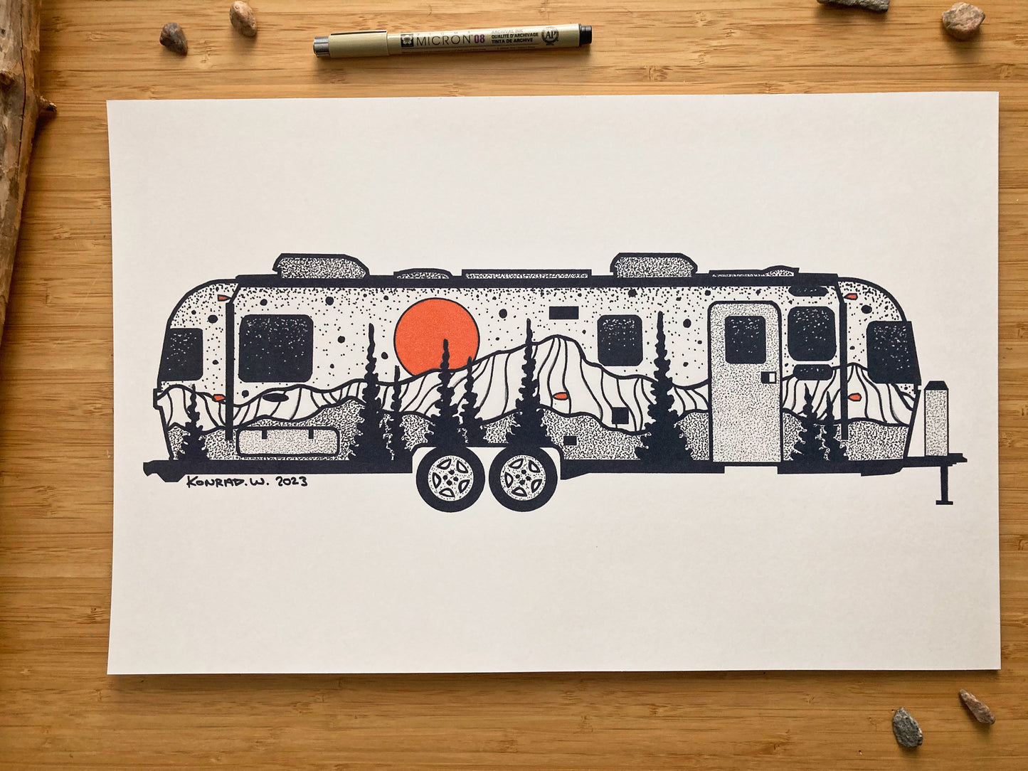 Airstream Trailer - Pen and Ink PRINT (2023)