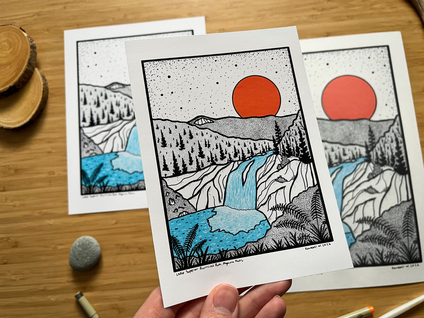 Lake Superior Provincial Park, Agawa Falls - Pen and Ink PRINT