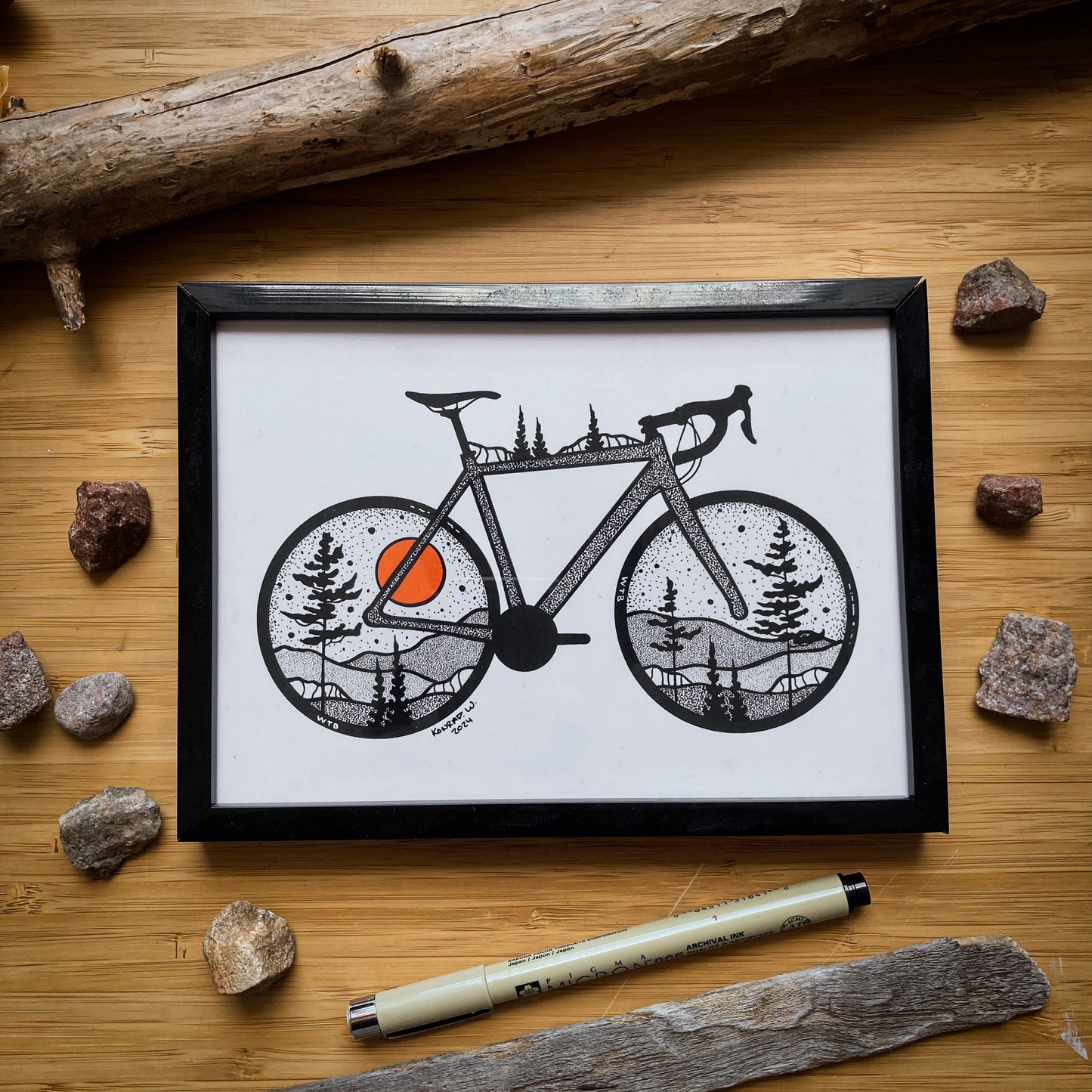 Road Bike - Pen and Ink PRINT (2024 Design)