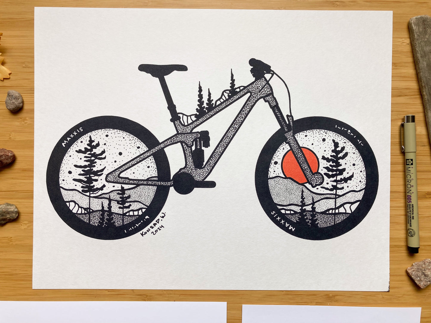 Mountain Bike - Pen and Ink PRINT (2024 Design)