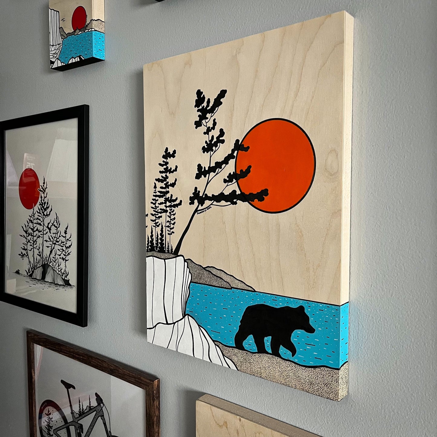 The Shore Bear - ORIGINAL 12x16 Wood Panel Illustration
