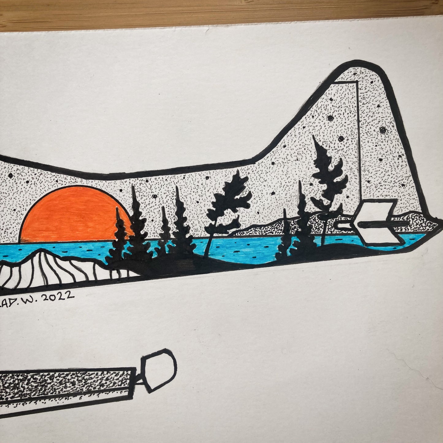 Beaver Bushplane - 11x5.5 ORIGINAL Pen and Ink Illustration