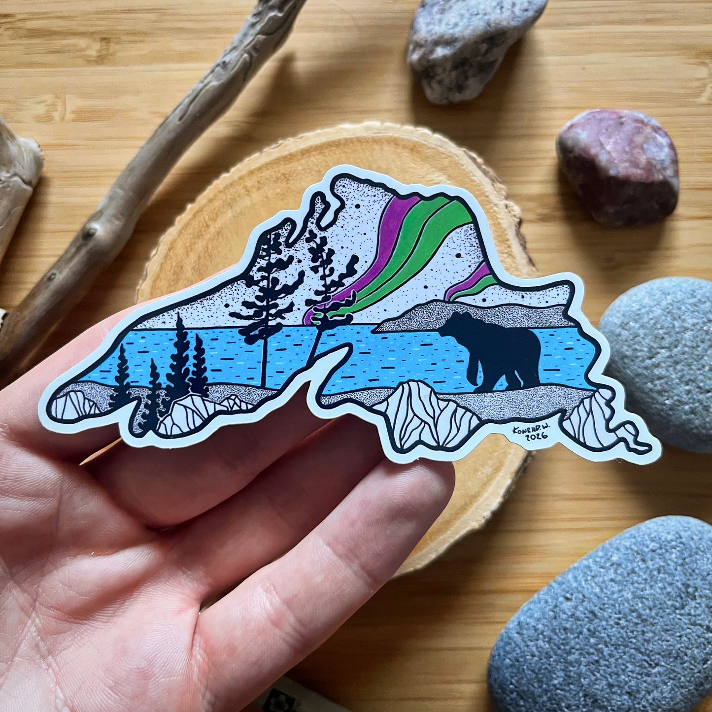 Lake Superior Aurora Borealis Sticker
