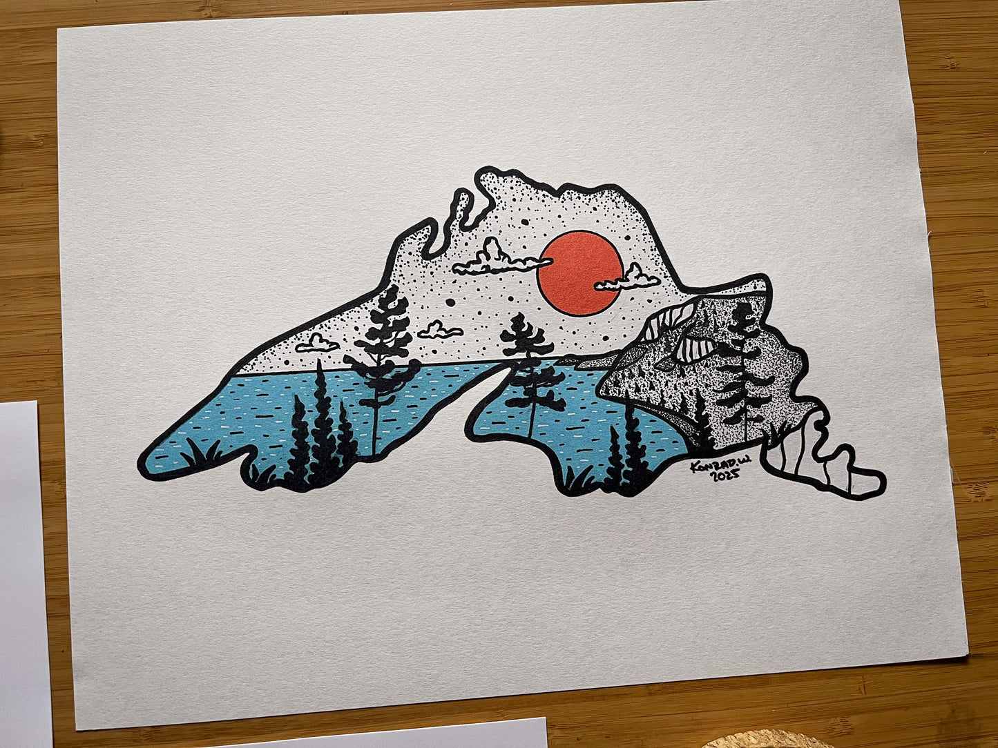 Lake Superior Gros Cap - Pen and Ink PRINT