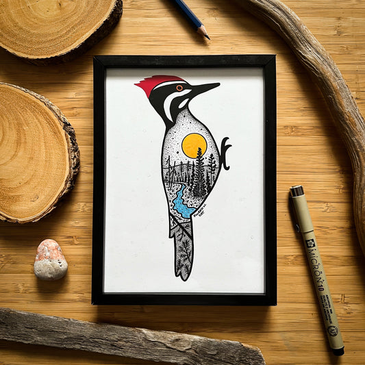 Pileated Woodpecker - Pen and Ink PRINT