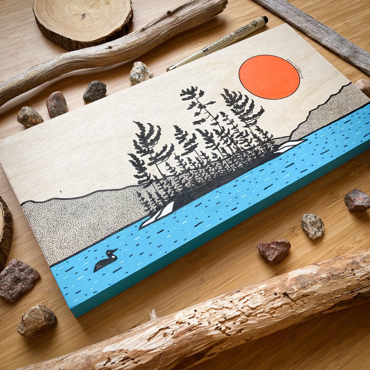 Island of Pines - ORIGINAL 6x12 Wood Panel Illustration