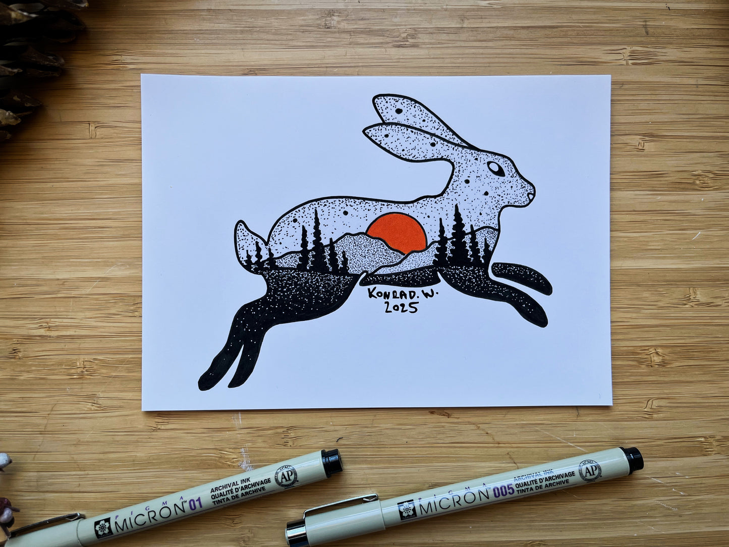 Jumping Hare - Pen and Ink PRINT