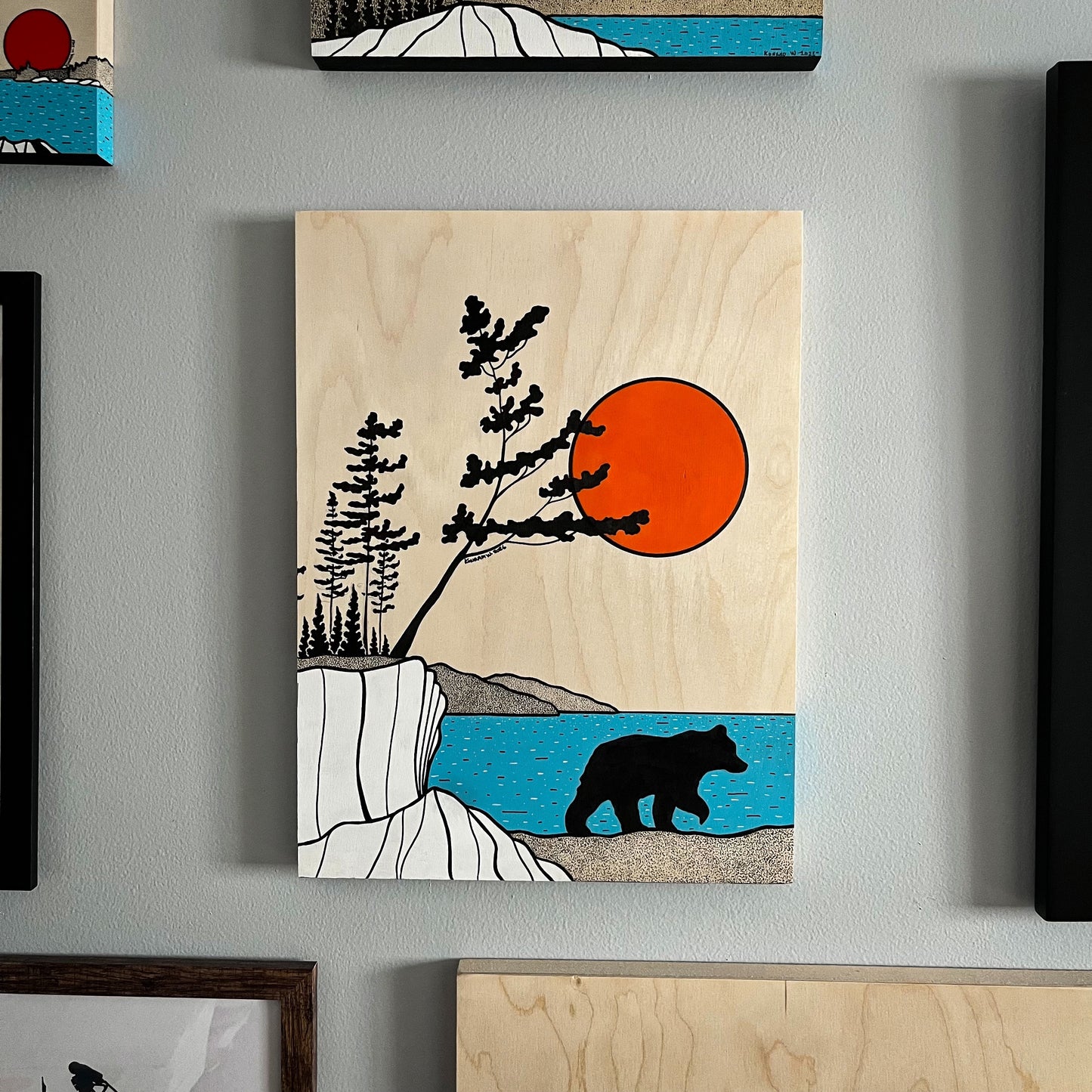 The Shore Bear - ORIGINAL 12x16 Wood Panel Illustration