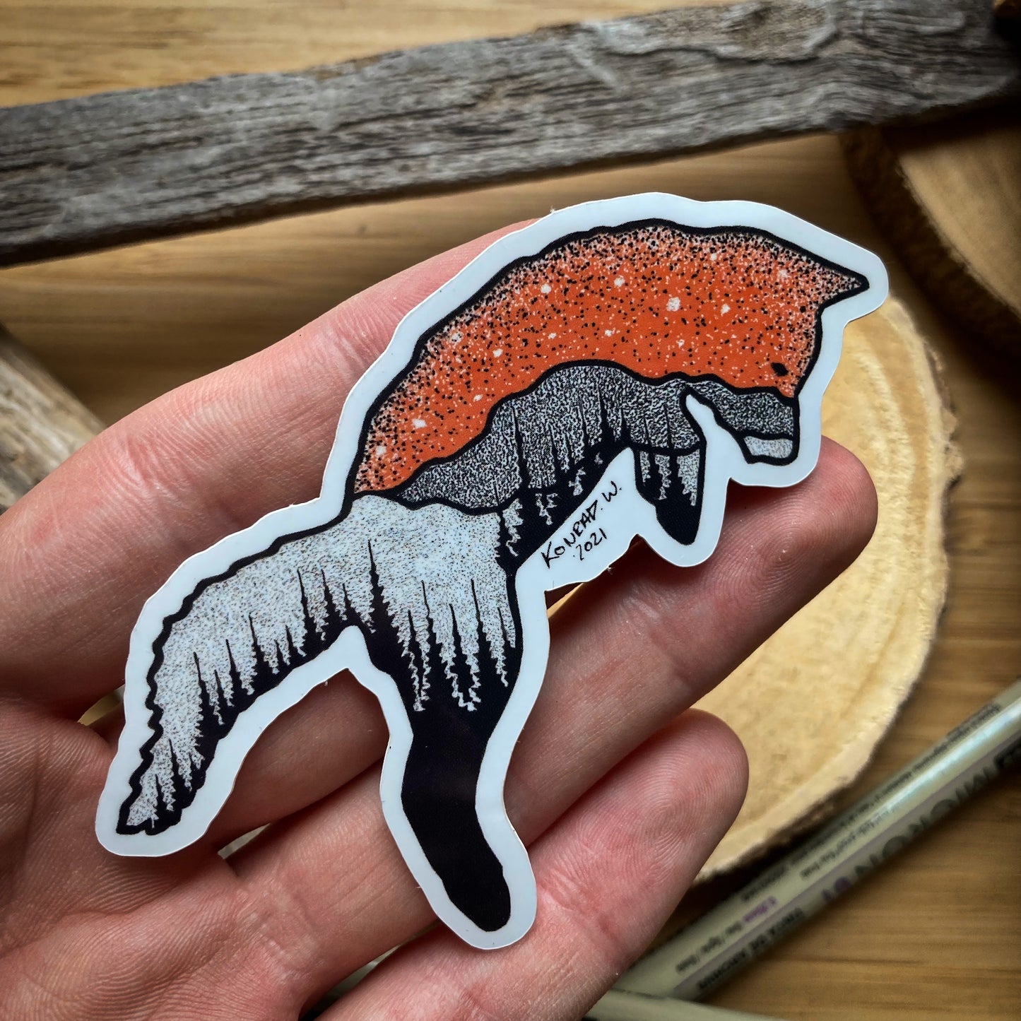 Jumping Fox Sticker