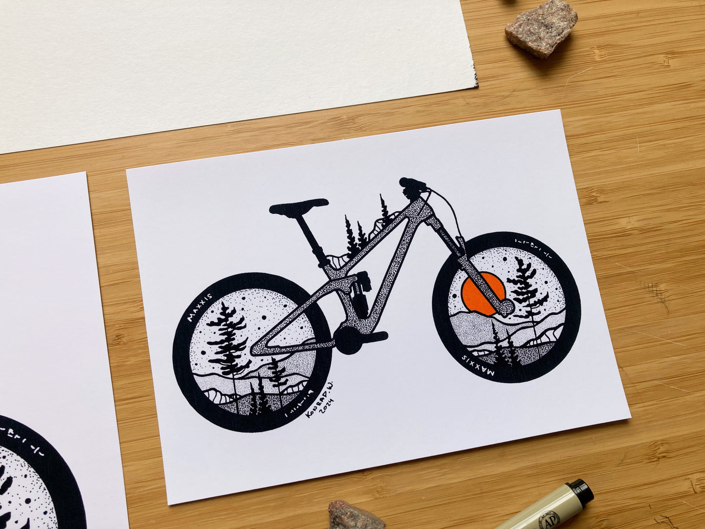 Mountain Bike - Pen and Ink PRINT (2024 Design)