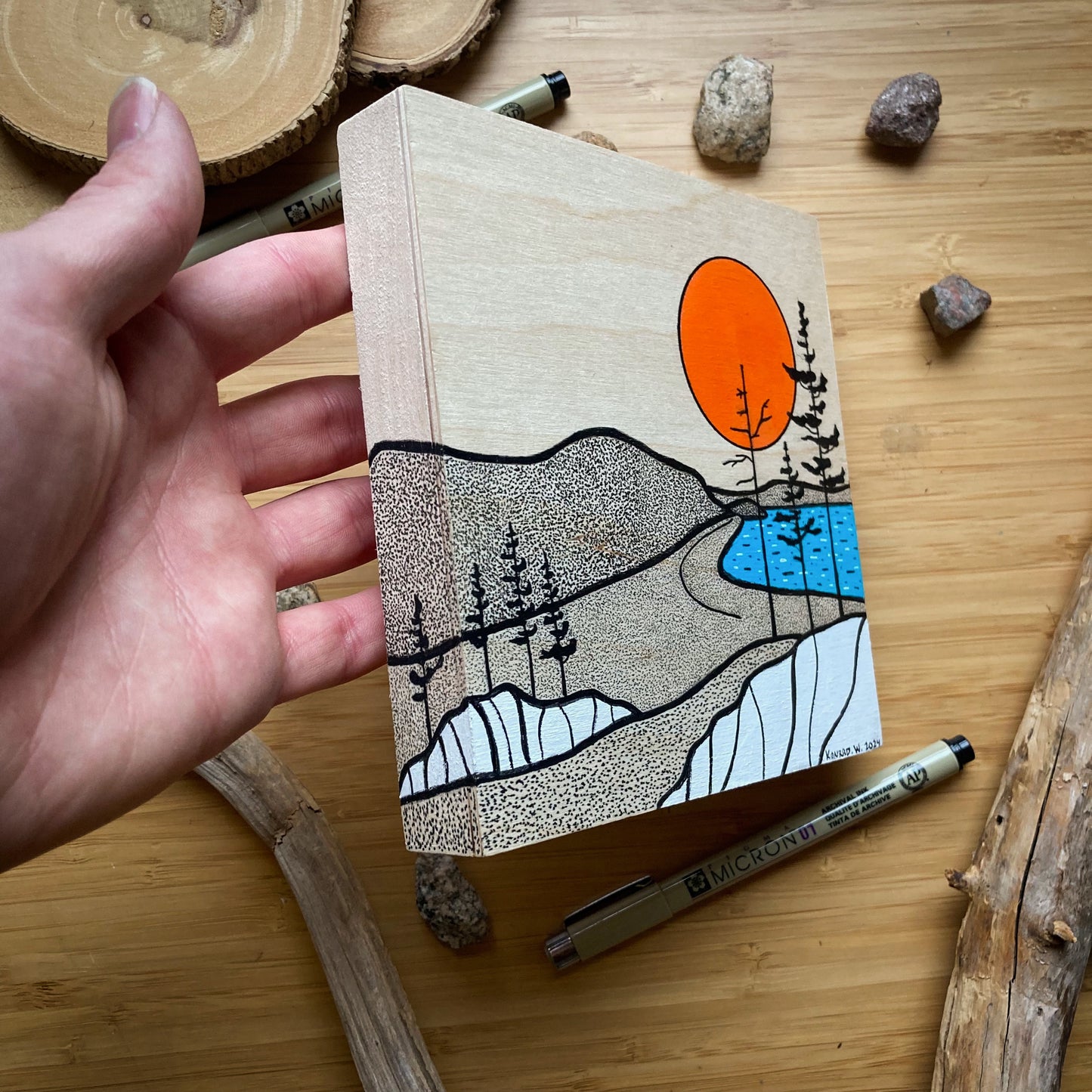 Eagles Nest - ORIGINAL 6x6 Wood Panel Illustration