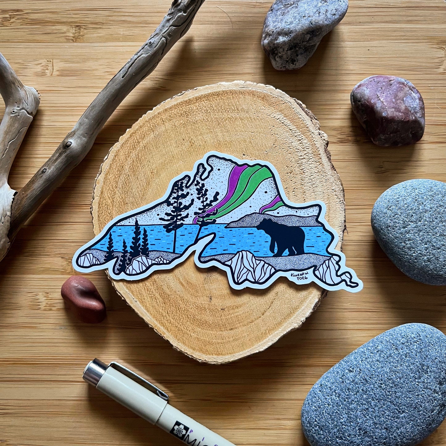 Lake Superior Aurora Borealis Sticker