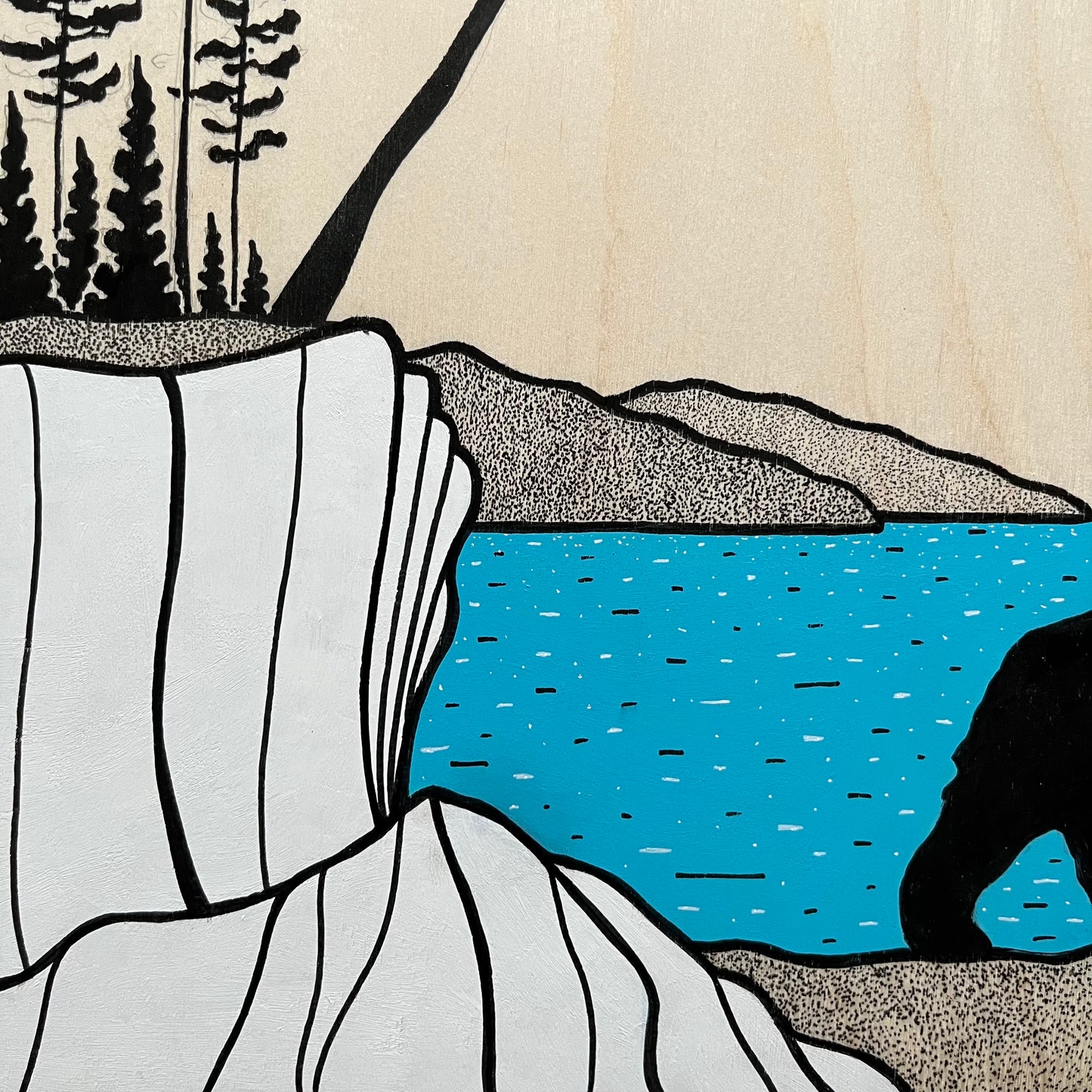 The Shore Bear - ORIGINAL 12x16 Wood Panel Illustration