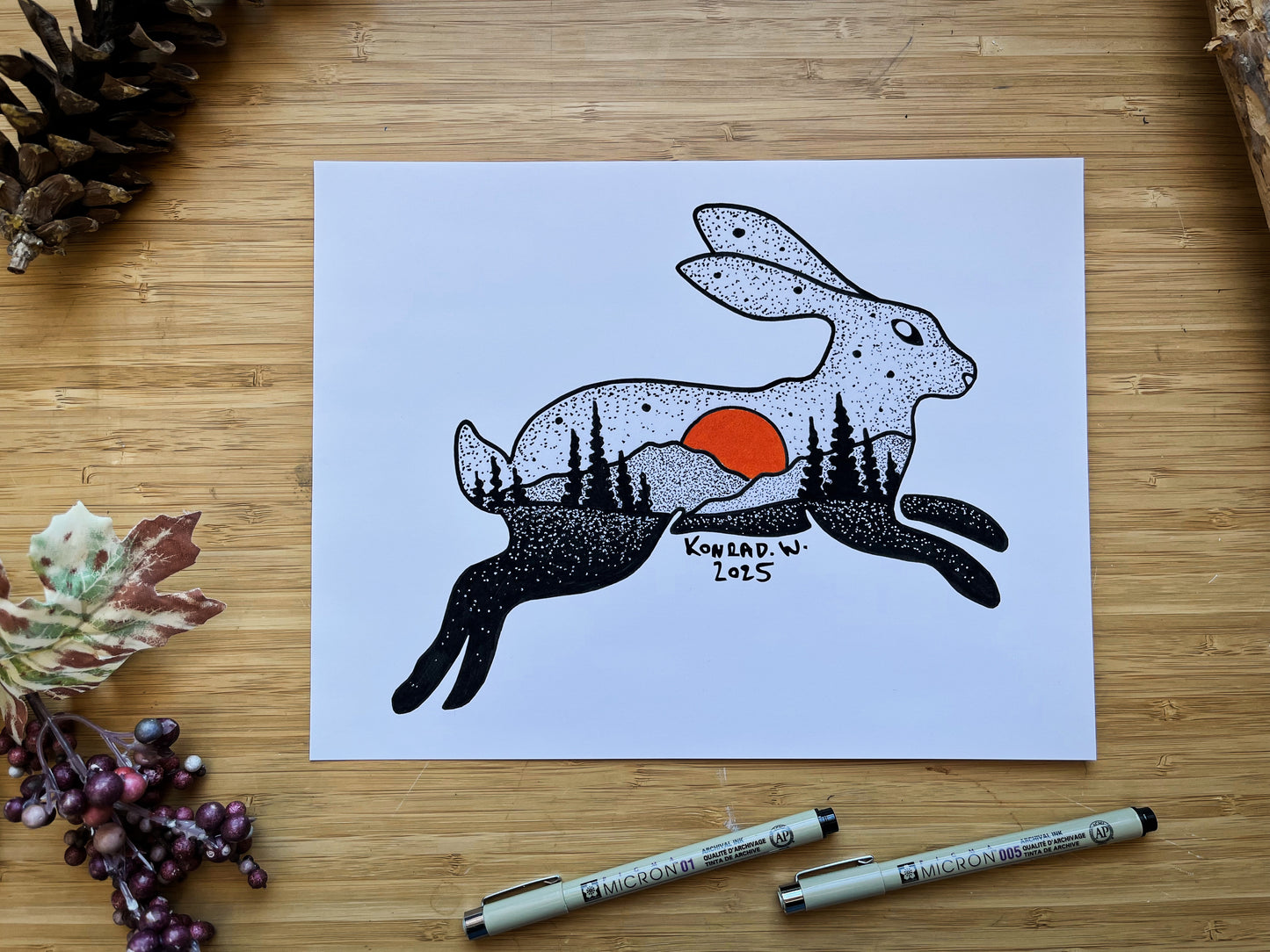 Jumping Hare - Pen and Ink PRINT