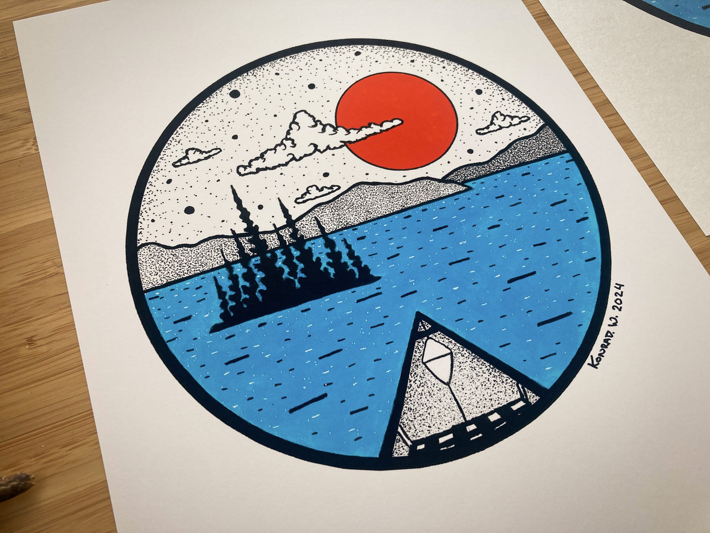 Canoeing - Pen and Ink PRINT (2024 Design)