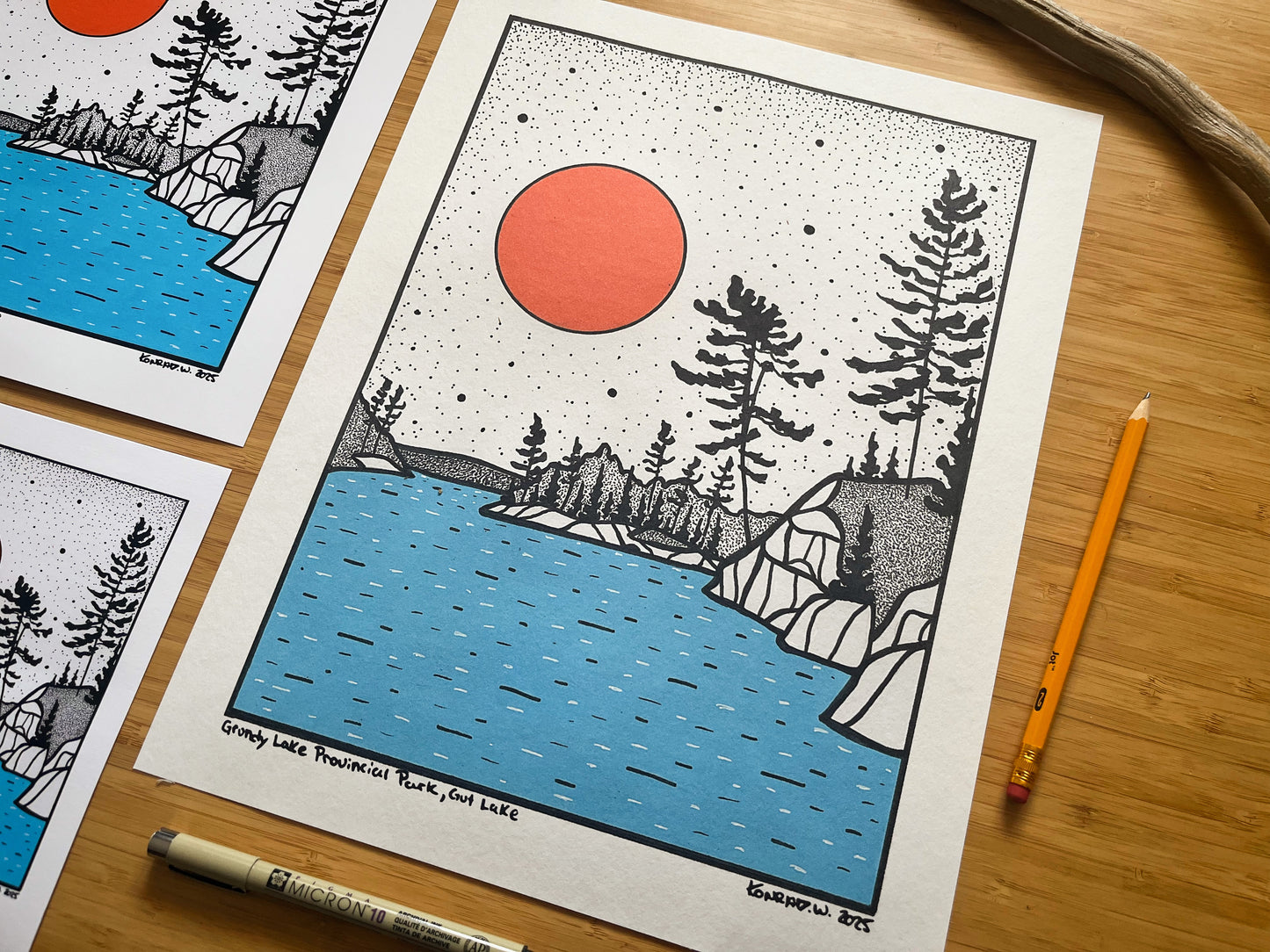 Grundy Lake Provincial Park, Gut Lake - Pen and Ink PRINT