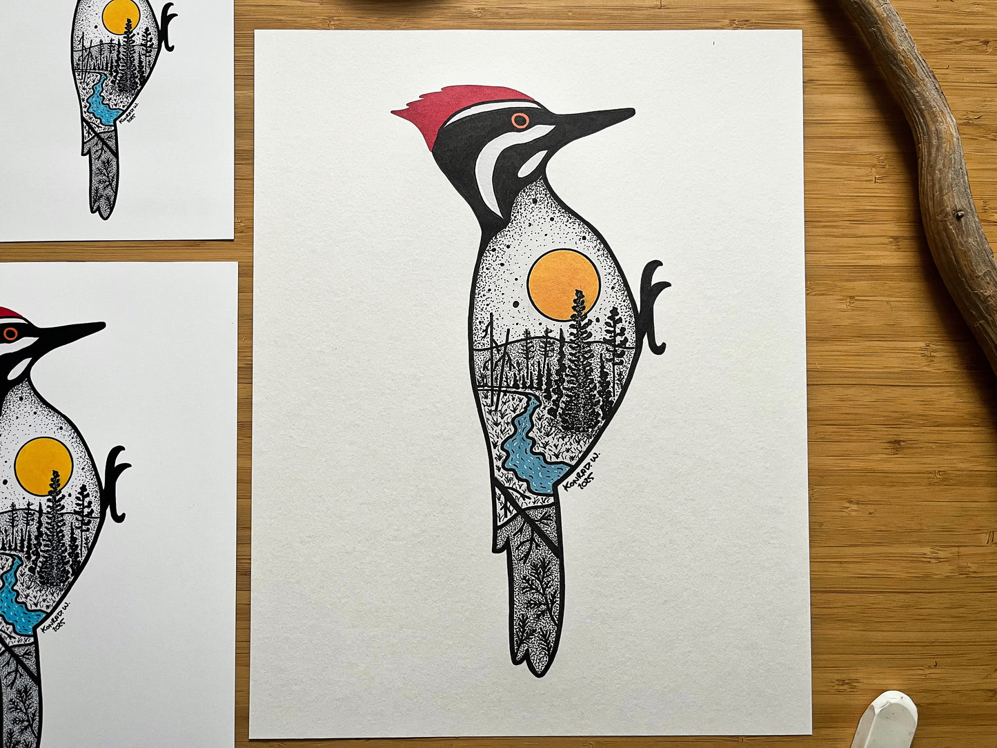 Pileated Woodpecker - Pen and Ink PRINT