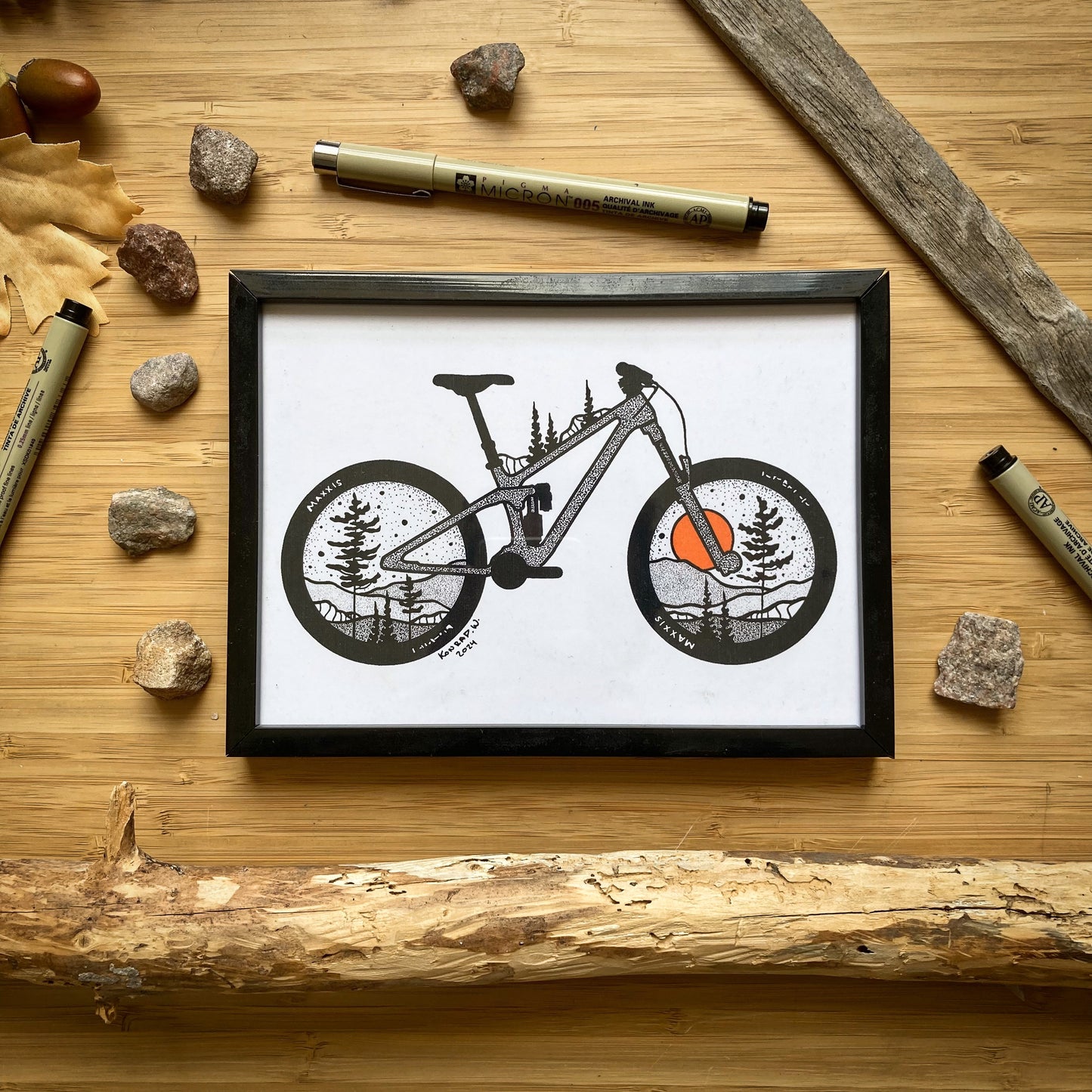 Mountain Bike - Pen and Ink PRINT (2024 Design)