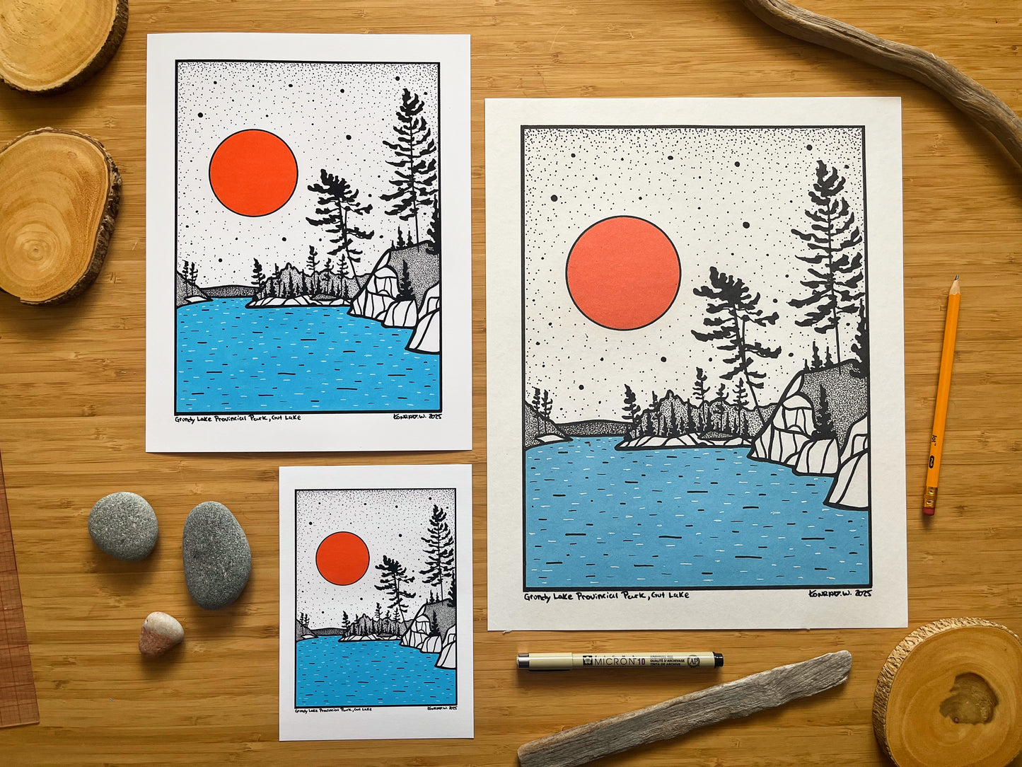 Grundy Lake Provincial Park, Gut Lake - Pen and Ink PRINT